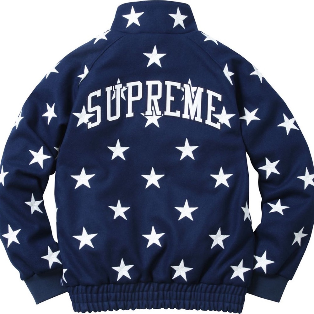 *Rare*Supreme FW16 Stars Zip Stadium Jacket Navy/Pink
